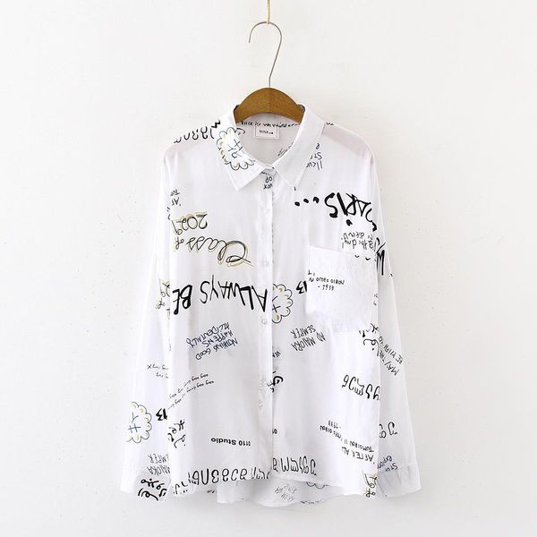 women regular cotton blouse shirts long sleeve letters print autumn casual loose blouses shirt, White
women regular cotton blouse shirts long sleeve letters print autumn casual loose blouses shirt, White