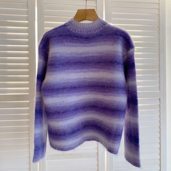 2021 new mohair sweater women gradient stripe autumn winter long sleeve knitted jumper 0mn8, White;black
2021 new mohair sweater women gradient stripe autumn winter long sleeve knitted jumper 0mn8, White;black
