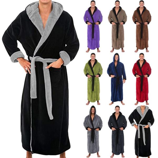 men's sleepwear mens bathrobe flannel robe winter hooded robes coat plush shawl home clothes long sleeved male bath, Black;brown
men's sleepwear mens bathrobe flannel robe winter hooded robes coat plush shawl home clothes long sleeved male bath, Black;brown