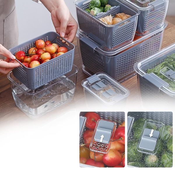 storage bottles & jars plastic double sealed drain box refrigerator fruit vegetable containers with lid kitchen fridge organizer
storage bottles & jars plastic double sealed drain box refrigerator fruit vegetable containers with lid kitchen fridge organizer