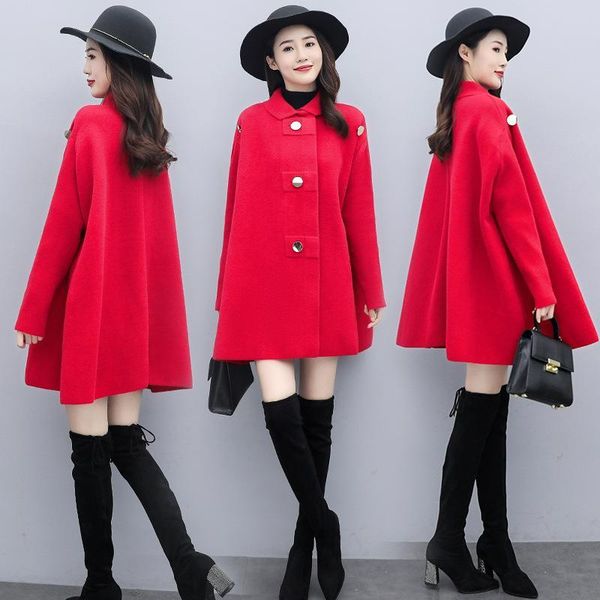 women's wool & blends 2021 winter fashion loose single breasted tweed coat cloak, Black
women's wool & blends 2021 winter fashion loose single breasted tweed coat cloak, Black