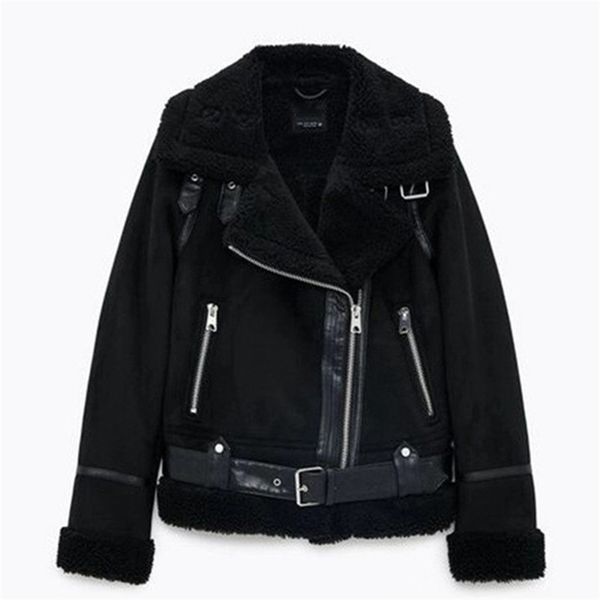 faux fur leather jacket women wool coat winter thick motorcycle jackets vintage suede lambswool coats loose outwear women jacket 210927, Black
faux fur leather jacket women wool coat winter thick motorcycle jackets vintage suede lambswool coats loose outwear women jacket 210927, Black