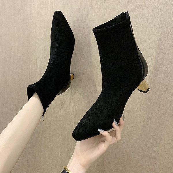 boots suede ankle high heels women shoes pointed toe winter metal heel short black khaki botas mujer
boots suede ankle high heels women shoes pointed toe winter metal heel short black khaki botas mujer