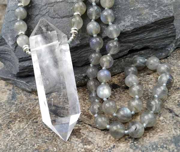 pendant necklaces natural quartz point stone labradorite beads handmade necklace m0109, Silver
pendant necklaces natural quartz point stone labradorite beads handmade necklace m0109, Silver