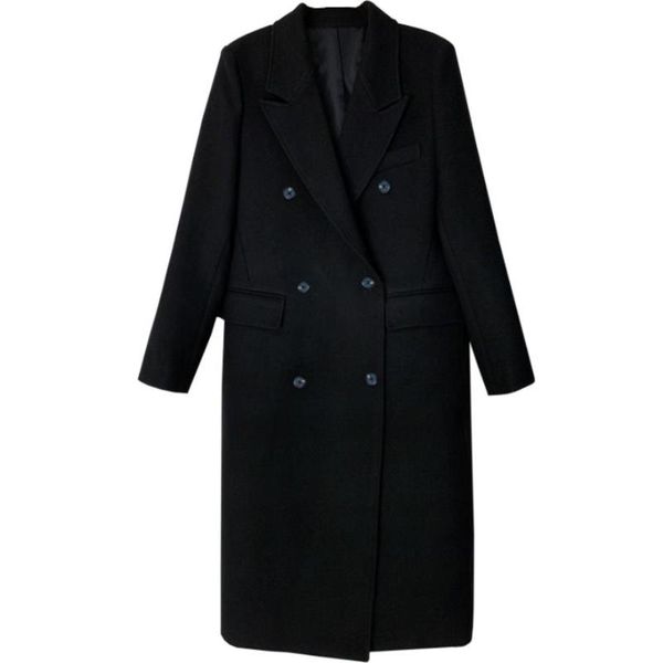 women's wool & blends black woolen coat women mid-length vintage winter thickened double-breasted long overcoat
women's wool & blends black woolen coat women mid-length vintage winter thickened double-breasted long overcoat