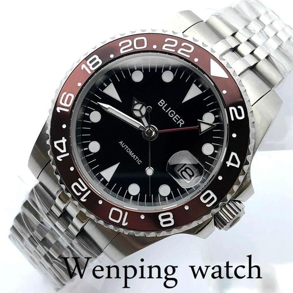 bliger 40mm new luxury gmt mechanical sapphire glass black dial date jubilee bracelet men's automatic watch, Slivery;brown
bliger 40mm new luxury gmt mechanical sapphire glass black dial date jubilee bracelet men's automatic watch, Slivery;brown