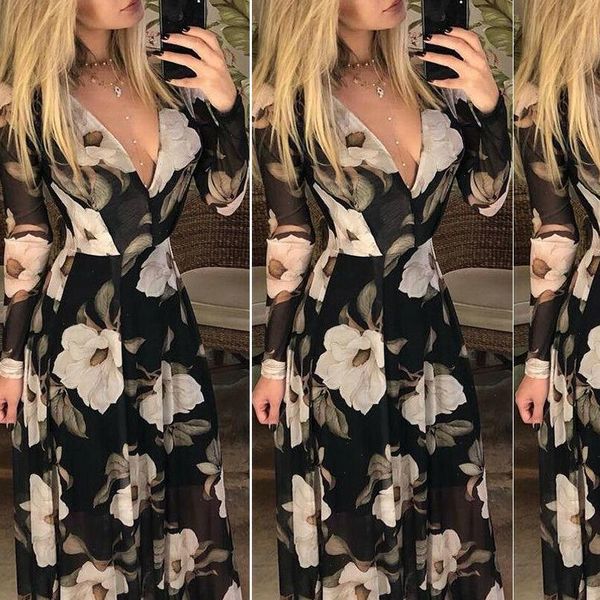 boho women formal holiday floral maxi dress v neck long sleeve slim waist maxi dress black drop shipping, Black;gray
boho women formal holiday floral maxi dress v neck long sleeve slim waist maxi dress black drop shipping, Black;gray
