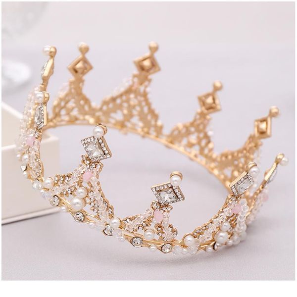 luxury round crown crystal pearl queen wedding tiara and crwons for bridal headpiece party hair jewelry wedidng hair acc qylhhj, Silver 
luxury round crown crystal pearl queen wedding tiara and crwons for bridal headpiece party hair jewelry wedidng hair acc qylhhj, Silver