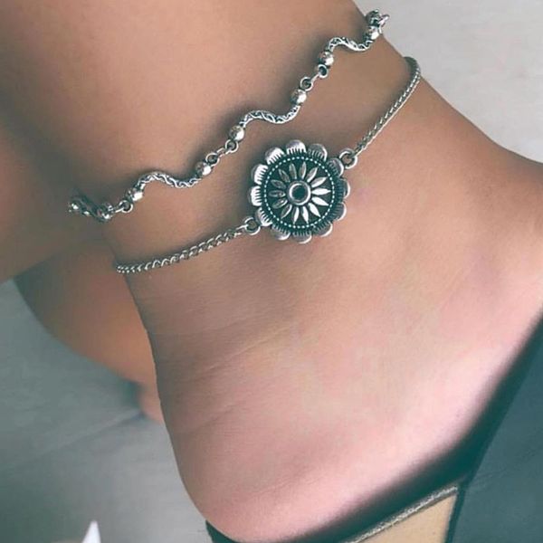 beach bohemian style personalized pendant sun flower bending wave double layer anklet, Red;blue
beach bohemian style personalized pendant sun flower bending wave double layer anklet, Red;blue