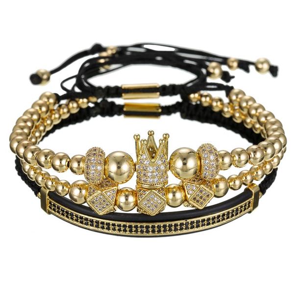 charm bracelets 3pc/set wedding bracelet men women luxury copper beads pave cz zircon gold wheel crown charms sets accessaries jewelry, Golden;silver
charm bracelets 3pc/set wedding bracelet men women luxury copper beads pave cz zircon gold wheel crown charms sets accessaries jewelry, Golden;silver