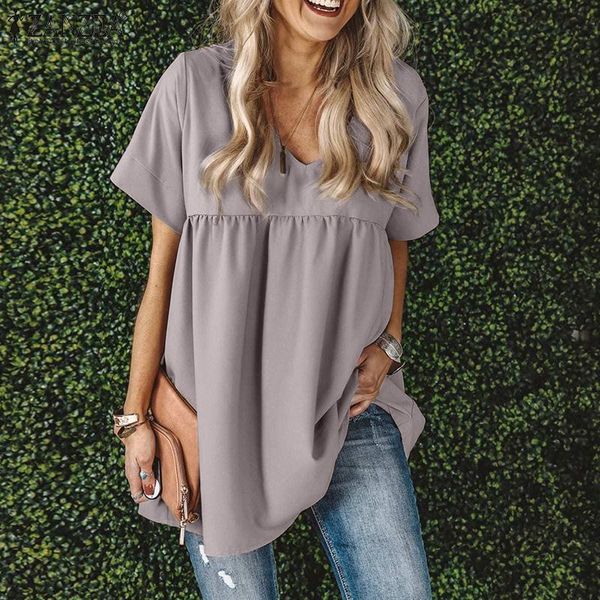 women's blouses & shirts women summer solid tunic casual short sleeve a line blusa zanzea v neck rufffle pullover 2021 fashion blouse o, White
women's blouses & shirts women summer solid tunic casual short sleeve a line blusa zanzea v neck rufffle pullover 2021 fashion blouse o, White