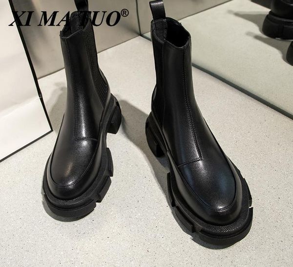 boots 2021 ankle for women thick bottom round toe genuine leather black white all-match platform shoes
boots 2021 ankle for women thick bottom round toe genuine leather black white all-match platform shoes