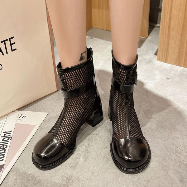 boots rimocy breathable mesh high heel ankle women round toe buckle square short woman hollow out autumn casual shoes, Black
boots rimocy breathable mesh high heel ankle women round toe buckle square short woman hollow out autumn casual shoes, Black