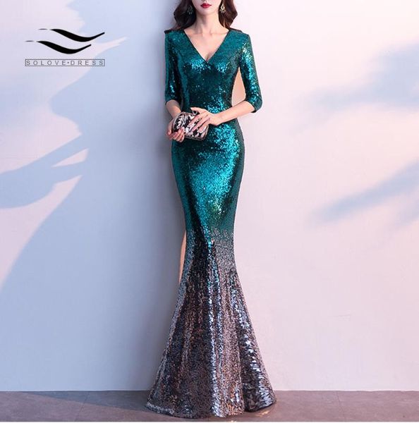 evening dresses solovedress halfy sleeves formal dress sequins lentejuelas gradiente black-gold color mermaid v neck for party, Black;red
evening dresses solovedress halfy sleeves formal dress sequins lentejuelas gradiente black-gold color mermaid v neck for party, Black;red