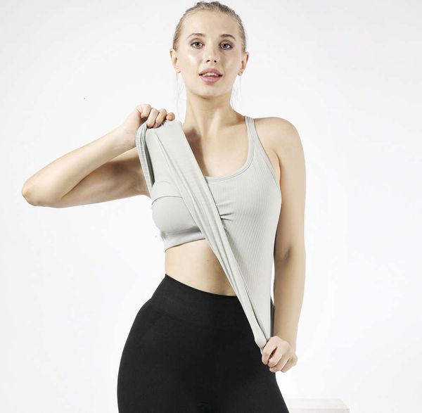new yoga suit shockproof seamless knitted sports bra underwear skin vest, Gray
new yoga suit shockproof seamless knitted sports bra underwear skin vest, Gray