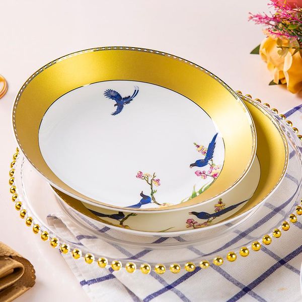 dishes & plates european-style bone china household 8-inch dish plate ceramic soup deep chinese high-end luxury tableware
dishes & plates european-style bone china household 8-inch dish plate ceramic soup deep chinese high-end luxury tableware
