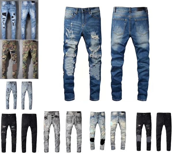 2022 mens jeans hip hop high street fashion retro torn fold stitching men's woemns designer motorcycle riding slim fitting casual pants, Blue
2022 mens jeans hip hop high street fashion retro torn fold stitching men's woemns designer motorcycle riding slim fitting casual pants, Blue