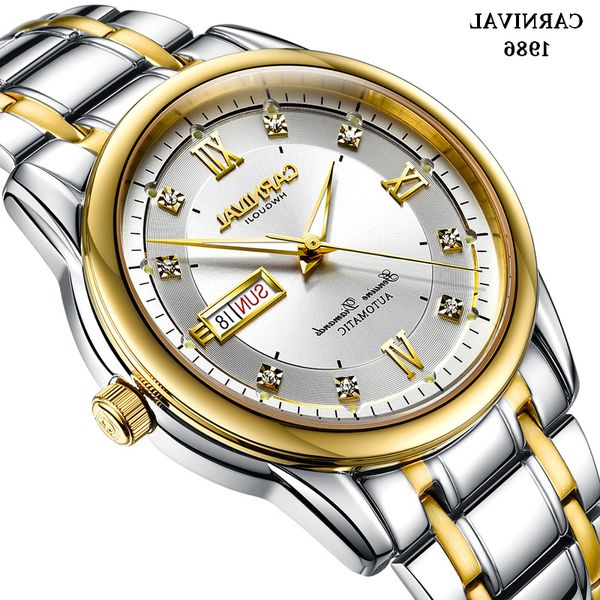 carnival men automatic mechanical watch sport male clock casual business full steel wristwatch relojes hombre gift, Slivery;brown
carnival men automatic mechanical watch sport male clock casual business full steel wristwatch relojes hombre gift, Slivery;brown