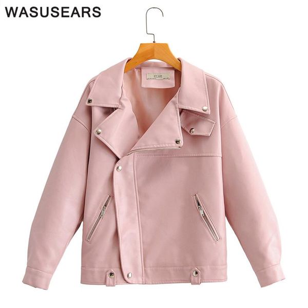 women's leather & faux jackets women spring autumn black coat pink zip up jacket long sleeve with pocket 2021
women's leather & faux jackets women spring autumn black coat pink zip up jacket long sleeve with pocket 2021
