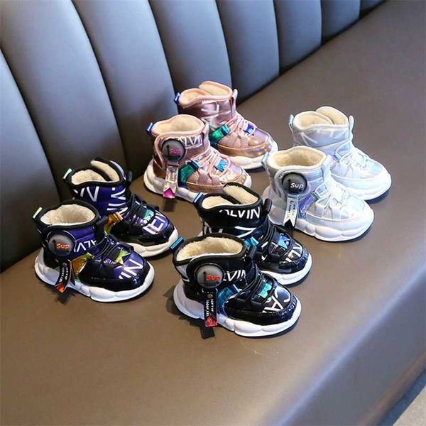children's snow boots waterproof thicken warm girls boots boys non-slip cotton shoes flashing lights 211019, Black
children's snow boots waterproof thicken warm girls boots boys non-slip cotton shoes flashing lights 211019, Black