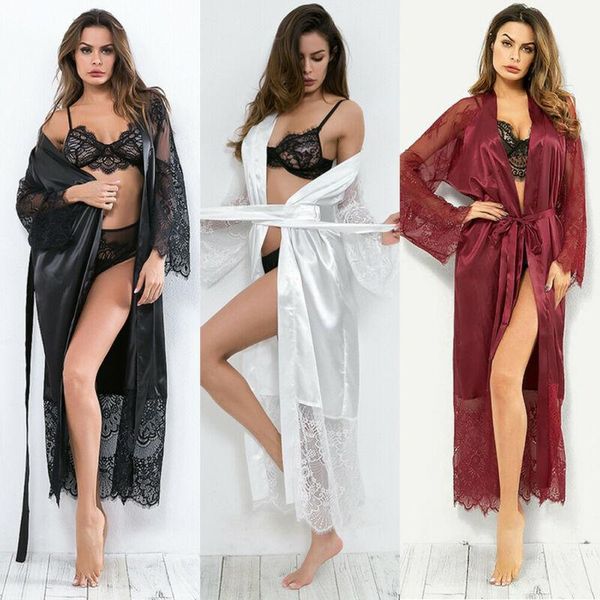 women's sleepwear 2021 summer women satin silk robe solid lace loose casual long sleeve ankle length comfotable, Black;red
women's sleepwear 2021 summer women satin silk robe solid lace loose casual long sleeve ankle length comfotable, Black;red