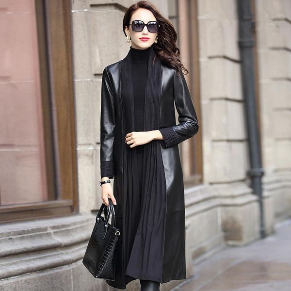 women's leather & faux genuine jacket spring autumn women 100% real sheepskin coat female long trench coats chaqueta mujer my s, Black
women's leather & faux genuine jacket spring autumn women 100% real sheepskin coat female long trench coats chaqueta mujer my s, Black