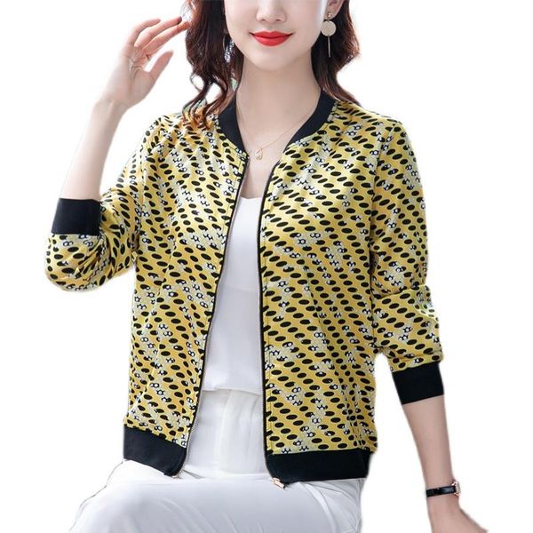 women's jackets 2021 summer women point printed basic long sleeve jacket coats woman female thin short baseball zipper 4xl outw, Black;brown
women's jackets 2021 summer women point printed basic long sleeve jacket coats woman female thin short baseball zipper 4xl outw, Black;brown
