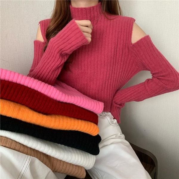 girls knitted full sleeve pullovers women sweaters woman half turtleneck off shoulder casual soft sweater crop female jumpers, White;black
girls knitted full sleeve pullovers women sweaters woman half turtleneck off shoulder casual soft sweater crop female jumpers, White;black