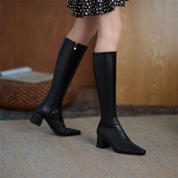boots women's shoes autumn and winter 2021 knight square head thick heel side zipper high tube knee length, Black
boots women's shoes autumn and winter 2021 knight square head thick heel side zipper high tube knee length, Black