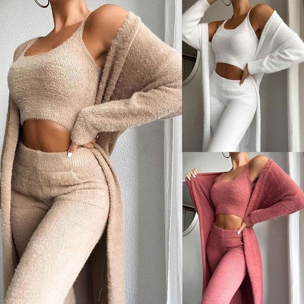 women's two piece pants autumn 3pcs knitting suit long-sleeved jacket cardigan tank women winter knitted sweater casual tracksuits set, White
women's two piece pants autumn 3pcs knitting suit long-sleeved jacket cardigan tank women winter knitted sweater casual tracksuits set, White