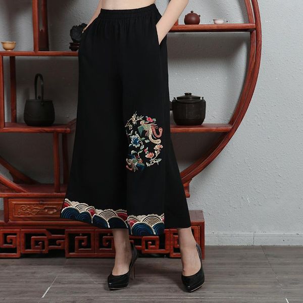 women's pants & capris ethnic women 2021 elastic waist skirt embroidery vintage trousers cotton linen traditional chinese ta1242, Black;white
women's pants & capris ethnic women 2021 elastic waist skirt embroidery vintage trousers cotton linen traditional chinese ta1242, Black;white