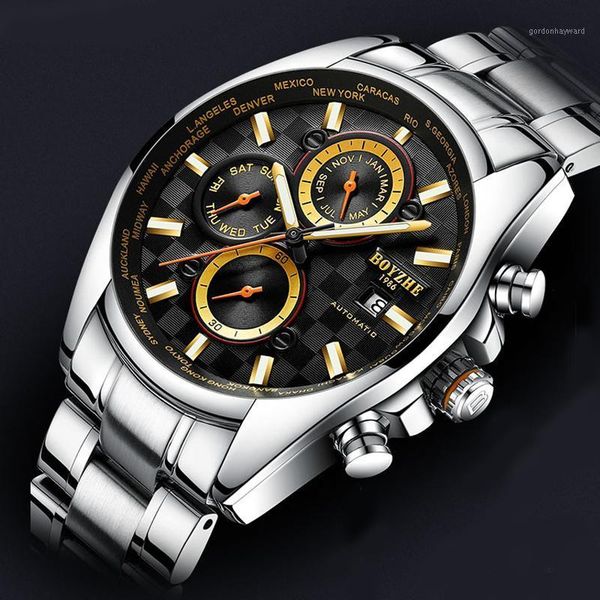 wristwatches luxury men's watches stainless steel silver business mechanical watch men automatic wristwatch waterproof date relogio mas, Slivery;brown
wristwatches luxury men's watches stainless steel silver business mechanical watch men automatic wristwatch waterproof date relogio mas, Slivery;brown