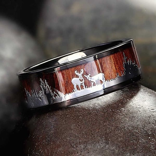 ring fdlk black tungsten hunting wedding band wood inlay deer stag silhouette, Golden;silver
ring fdlk black tungsten hunting wedding band wood inlay deer stag silhouette, Golden;silver