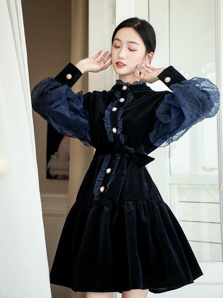 jxmyy 2021 new autumn winter women lantern sleeve runway dress velvet patchwork mesh dot female chic tie up dresses, Black;gray
jxmyy 2021 new autumn winter women lantern sleeve runway dress velvet patchwork mesh dot female chic tie up dresses, Black;gray