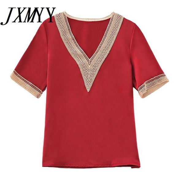 women's t-shirt silk short-sleeved ladies summer fashion product v-neck 2021 high-end elegant western-style lace stitching jxmyy, White
women's t-shirt silk short-sleeved ladies summer fashion product v-neck 2021 high-end elegant western-style lace stitching jxmyy, White