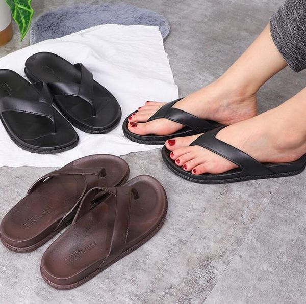 summer flip-flops men's slippers, students korean style outer slippers, men's non-slip beach shoes, Black