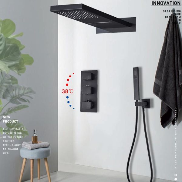 bathroom shower sets black thermostatic faucets set rain waterfall head with 3-way mixer tap bath faucet
bathroom shower sets black thermostatic faucets set rain waterfall head with 3-way mixer tap bath faucet