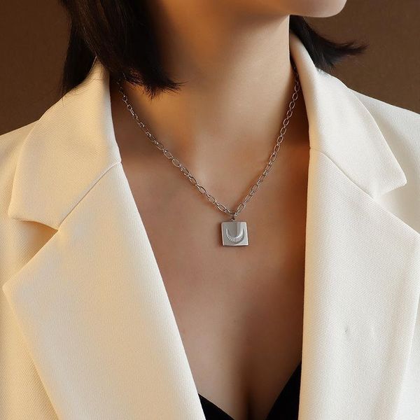 pendant necklaces french ladies sky moon square handmade necklace clavicle chain titanium steel lovers art and elegant jewelry, Silver
pendant necklaces french ladies sky moon square handmade necklace clavicle chain titanium steel lovers art and elegant jewelry, Silver