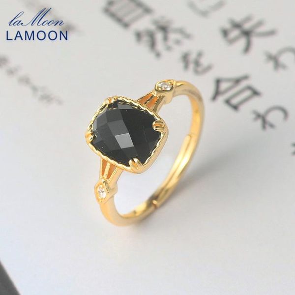 cluster rings lamoon 925 sterling silver ring for women natural black agale flat lattice surface 14k gold plated fine jewlerly lmri109, Golden;silver
cluster rings lamoon 925 sterling silver ring for women natural black agale flat lattice surface 14k gold plated fine jewlerly lmri109, Golden;silver