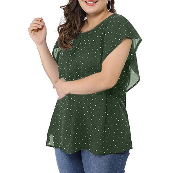 women's blouses & shirts summer plus size ruffle sleeve shirt polka dot chiffon casual fashion, White
women's blouses & shirts summer plus size ruffle sleeve shirt polka dot chiffon casual fashion, White