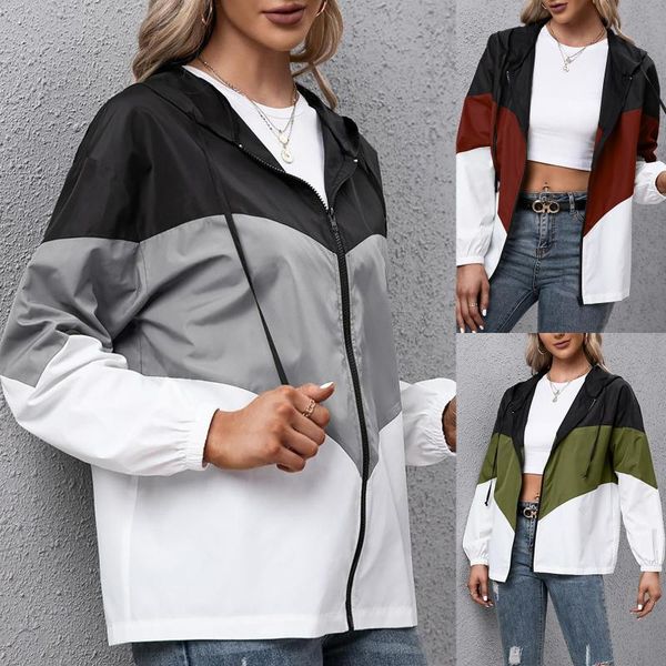 women's jackets fashion-simple color matching outdoor sports ipper pocket windproof and rainproof hooded windbreaker, Black;brown
women's jackets fashion-simple color matching outdoor sports ipper pocket windproof and rainproof hooded windbreaker, Black;brown