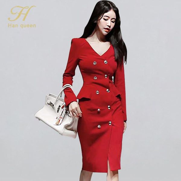 casual dresses h han queen double-breasted solid color pencil dress women elegant v-neck sheath bodycon 2021 winter work wear vestidos, Black;gray
casual dresses h han queen double-breasted solid color pencil dress women elegant v-neck sheath bodycon 2021 winter work wear vestidos, Black;gray