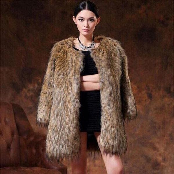women's fur & faux style coat womens ladies mid-length imitation raccoon round neck nine-quarter sleeves slim fit autumn winter brown, Black
women's fur & faux style coat womens ladies mid-length imitation raccoon round neck nine-quarter sleeves slim fit autumn winter brown, Black