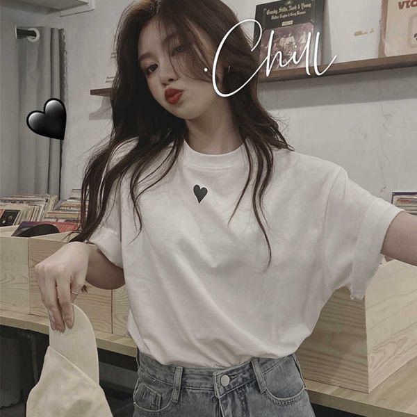 women t-shirts casual harajuku love printed tee summer female short sleeve t shirt for women clothing 210527, White