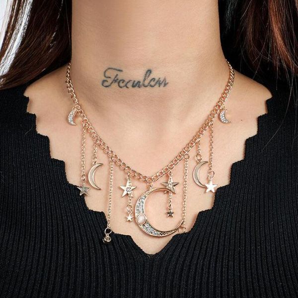 chokers bohemia antique gold moon star pendant tassel chain necklaces vintage necklace collar for women jewelry, Golden;silver
chokers bohemia antique gold moon star pendant tassel chain necklaces vintage necklace collar for women jewelry, Golden;silver