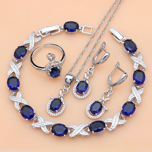 fashion women blue sapphire silver 925 jewelry sets long earrings with stone gift for her luxury bracelet wedding necklace set
fashion women blue sapphire silver 925 jewelry sets long earrings with stone gift for her luxury bracelet wedding necklace set