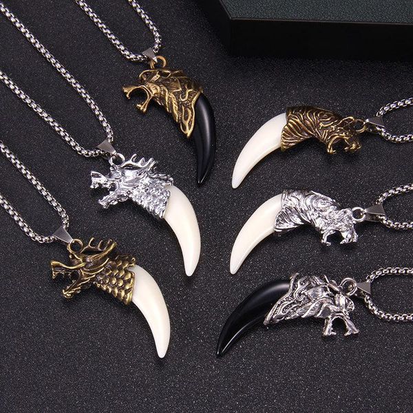pendant necklaces classic fang tooth amulet punk necklace wolf teeth spike women men lucky jewelry stainless steel chain gifts, Silver
pendant necklaces classic fang tooth amulet punk necklace wolf teeth spike women men lucky jewelry stainless steel chain gifts, Silver
