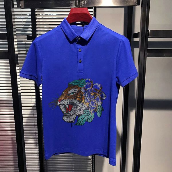 men's t-shirts 100% cotton male polo shirt trend anti-pilling tiger head heavy artisanal short sleeve crafts technology lapel drill imq, White;black
men's t-shirts 100% cotton male polo shirt trend anti-pilling tiger head heavy artisanal short sleeve crafts technology lapel drill imq, White;black