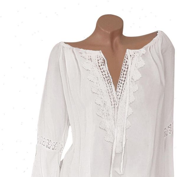 women shirts lace solid large size long sleeve v neck splice fashion trend elegant noble vogue summer blouse shirts, White
women shirts lace solid large size long sleeve v neck splice fashion trend elegant noble vogue summer blouse shirts, White