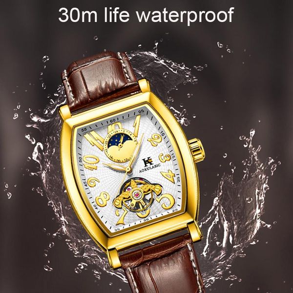 wristwatches aokulasic moon phase automatic mechanical watch men gold tonneau tourbillon watches genuine leather strap clock male wristwatch, Slivery;brown
wristwatches aokulasic moon phase automatic mechanical watch men gold tonneau tourbillon watches genuine leather strap clock male wristwatch, Slivery;brown